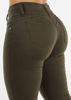 Mid Rise Butt Lifting Ankle Length Skinny Jeans