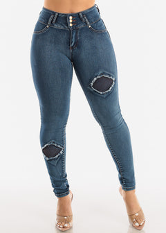 High Waisted Butt Lifting Patch Design Skinny Jeans