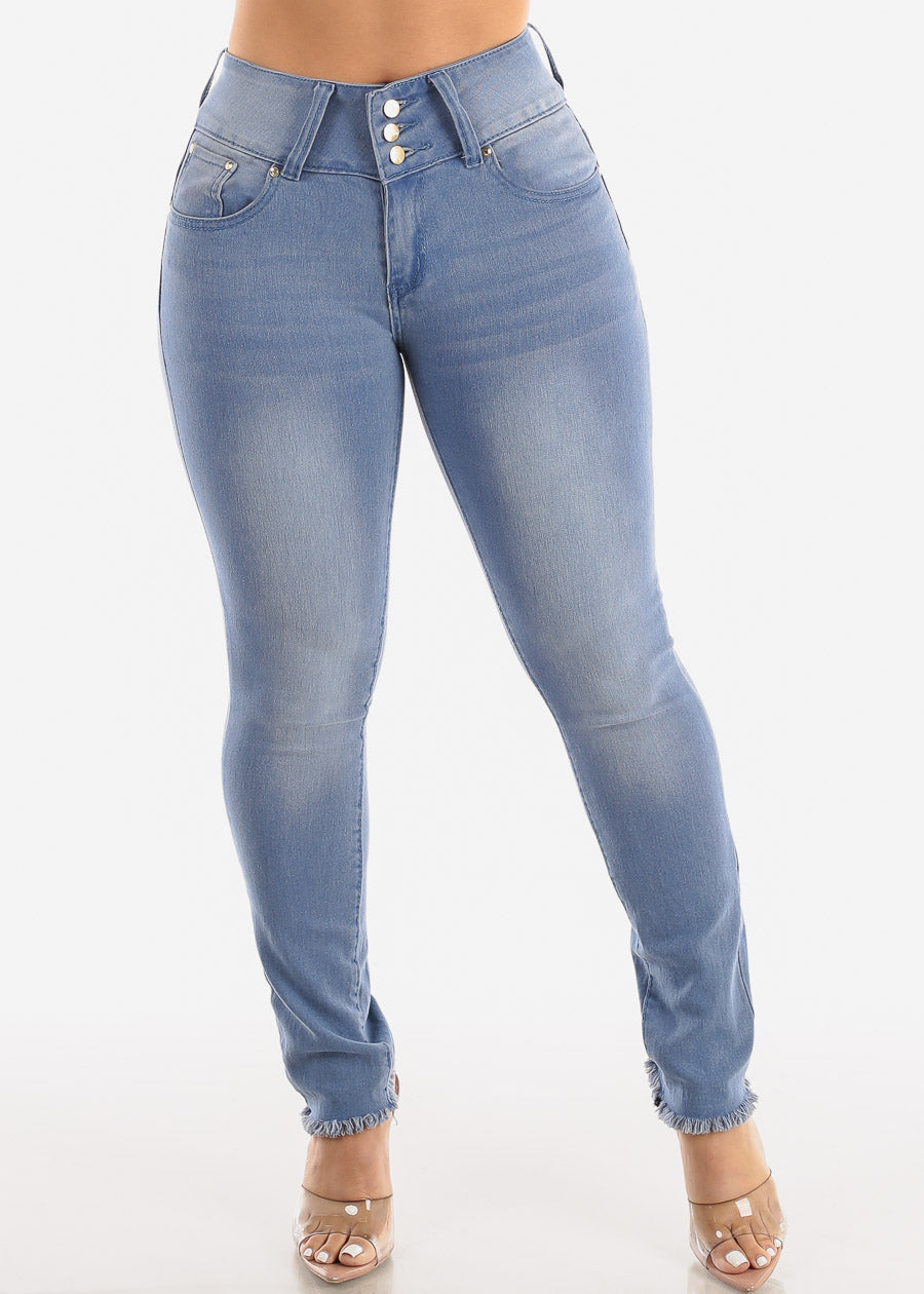 Butt Lifting High Waisted Skinny Jeans Light Wash