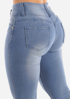 Butt Lifting High Waisted Skinny Jeans Light Wash