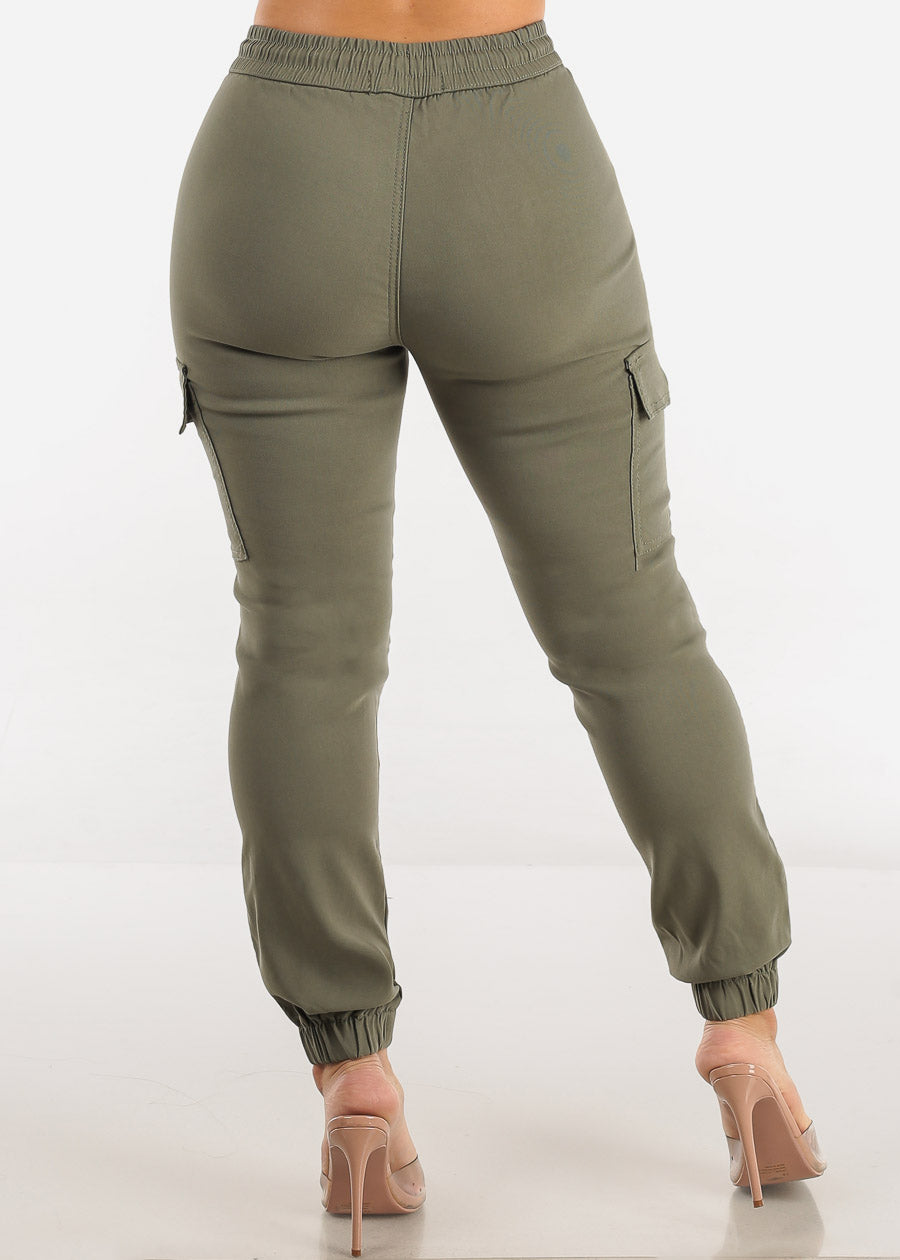 Cargo Jogger Trendy Tapered Stretch Olive Green Trousers Women Techwear  Joggers Gift for Women 