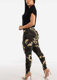 Camouflage Hyper Stretch Cargo Skinny Pants