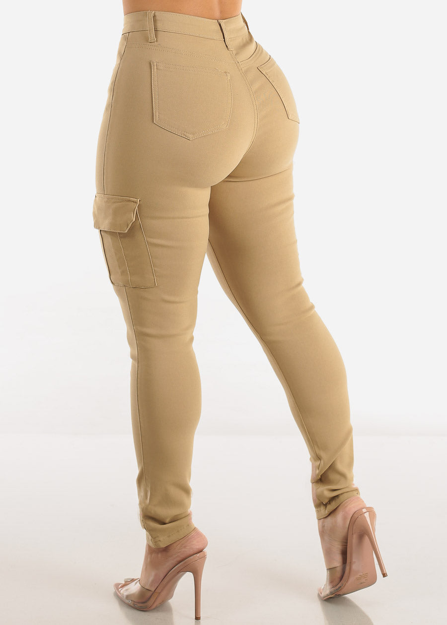 Women's Super Stretchy Cargo Skinny Pants - Khaki Cargo Skinny Pants – Moda  Xpress