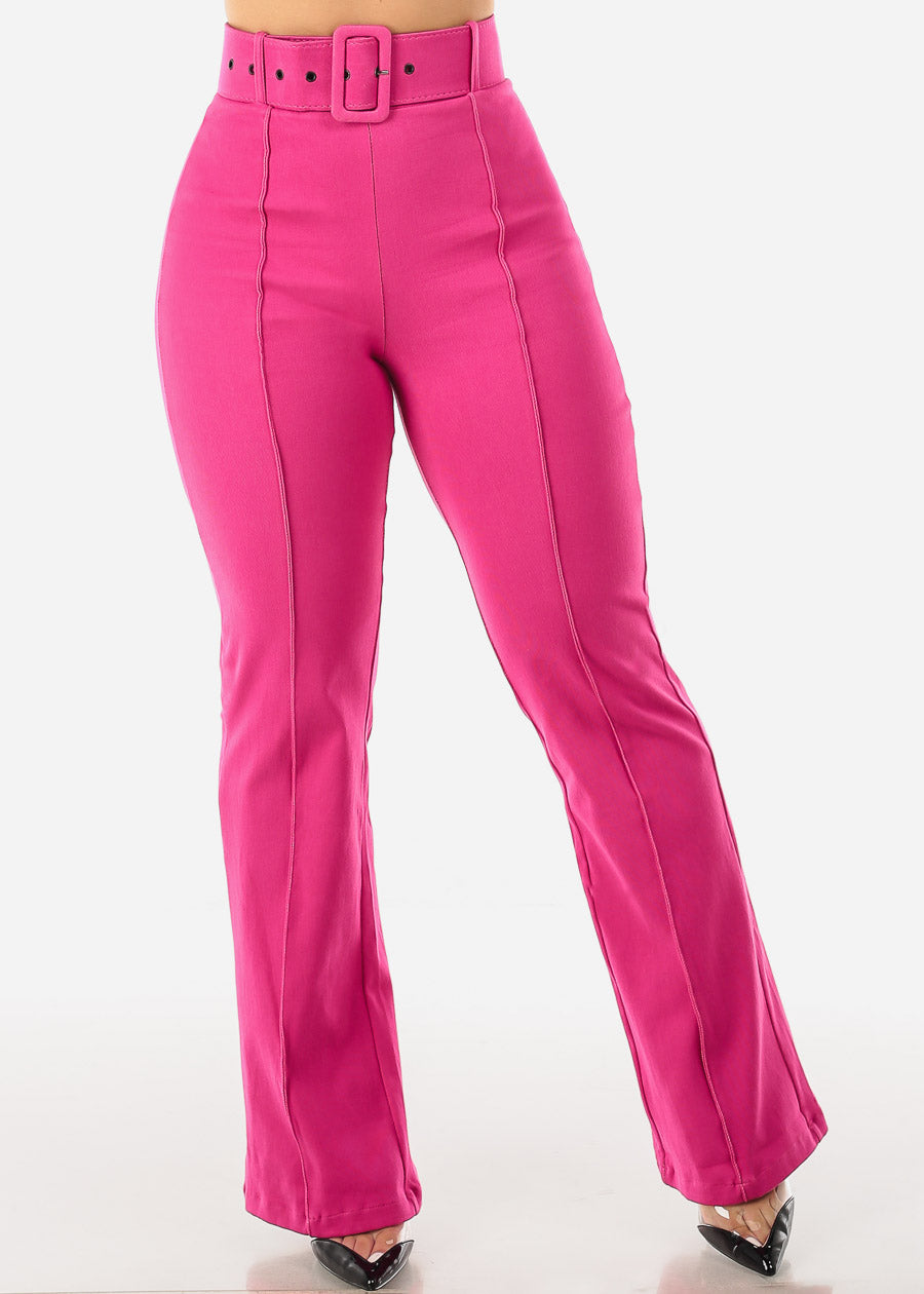 Women's Elegant Wide Legged Hot Pink Pants - Careerwear Wear Wide Leg Pants  – Moda Xpress