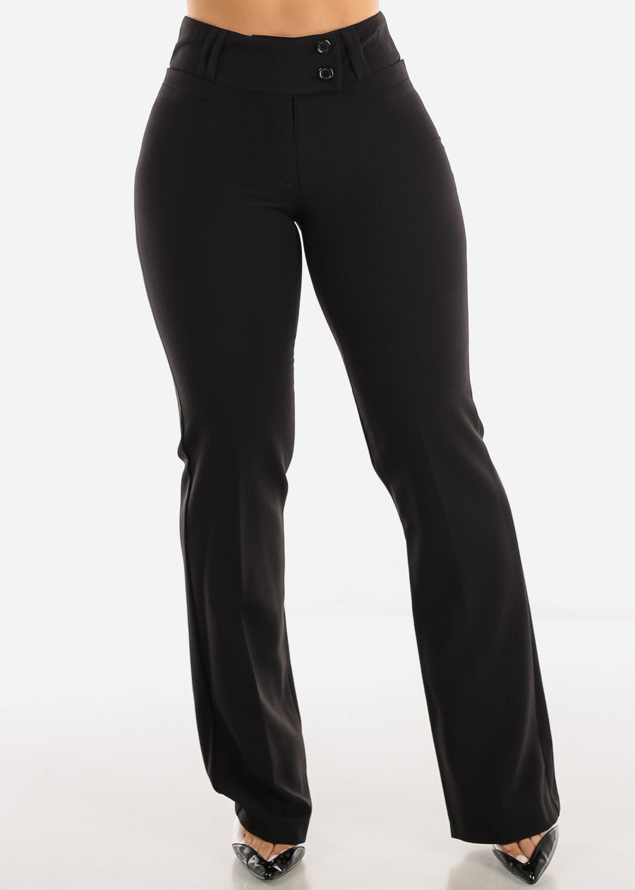Women's High Rise Black Bootcut Dress Pants - Careerwear Black