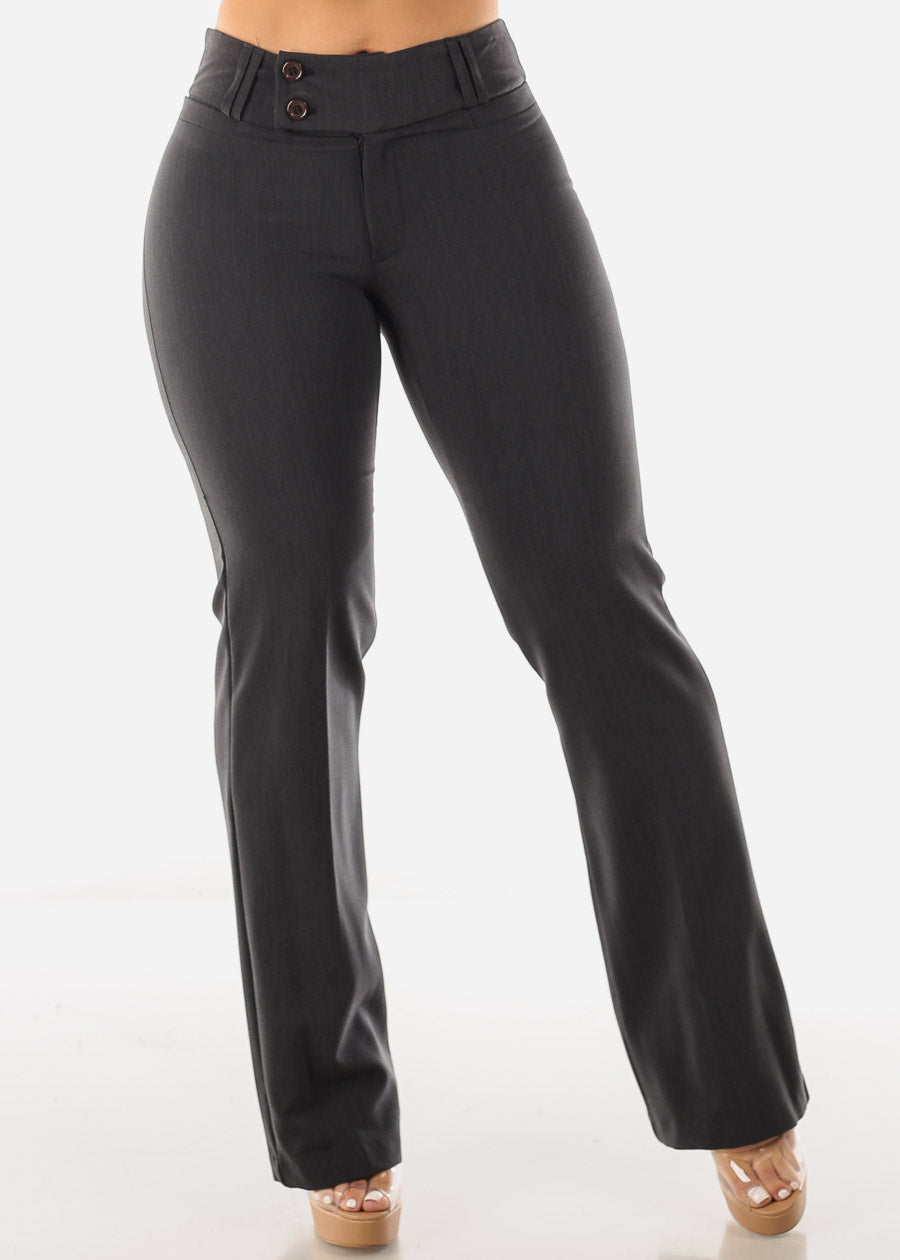 Charcoal High Waisted Stretchy Bootcut Dress Pants