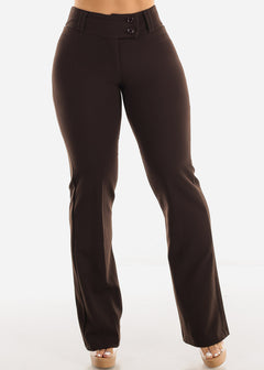 Brown High Waisted Stretchy Bootcut Dress Pants