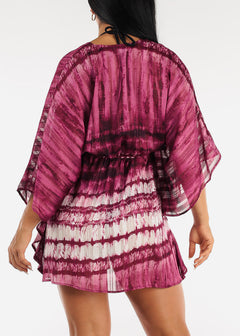 Drawstring Waist Tie Dye Kimono