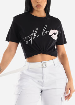 Black Short Sleeve With Love Graphic Tee