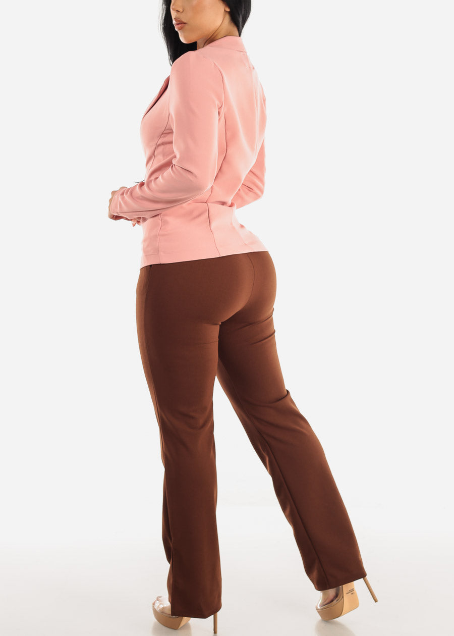 Women's Brown Bootcut Dress Pants - High Rise Brown Bootcut Pants – Moda  Xpress