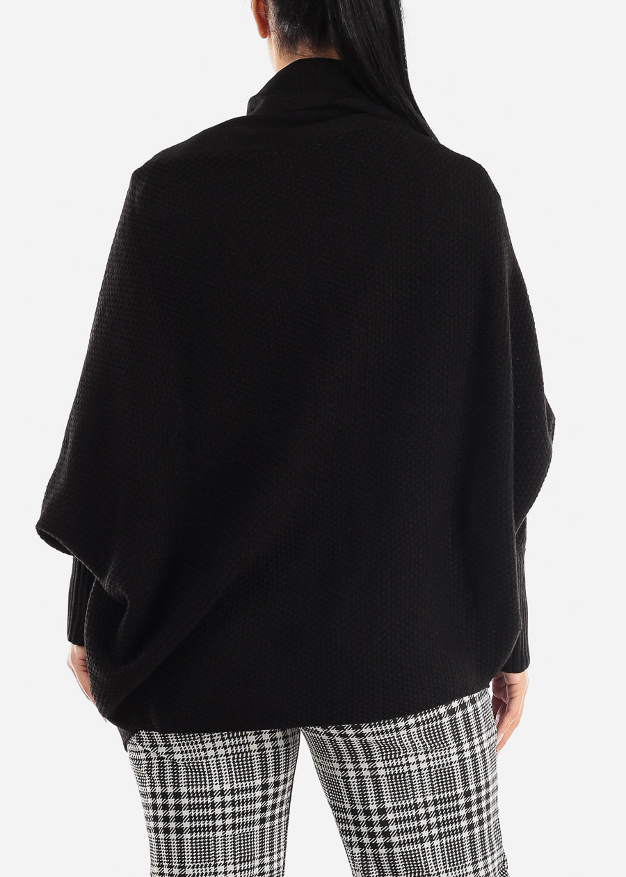Black Long Dolman Sleeve Knitted Cardigan