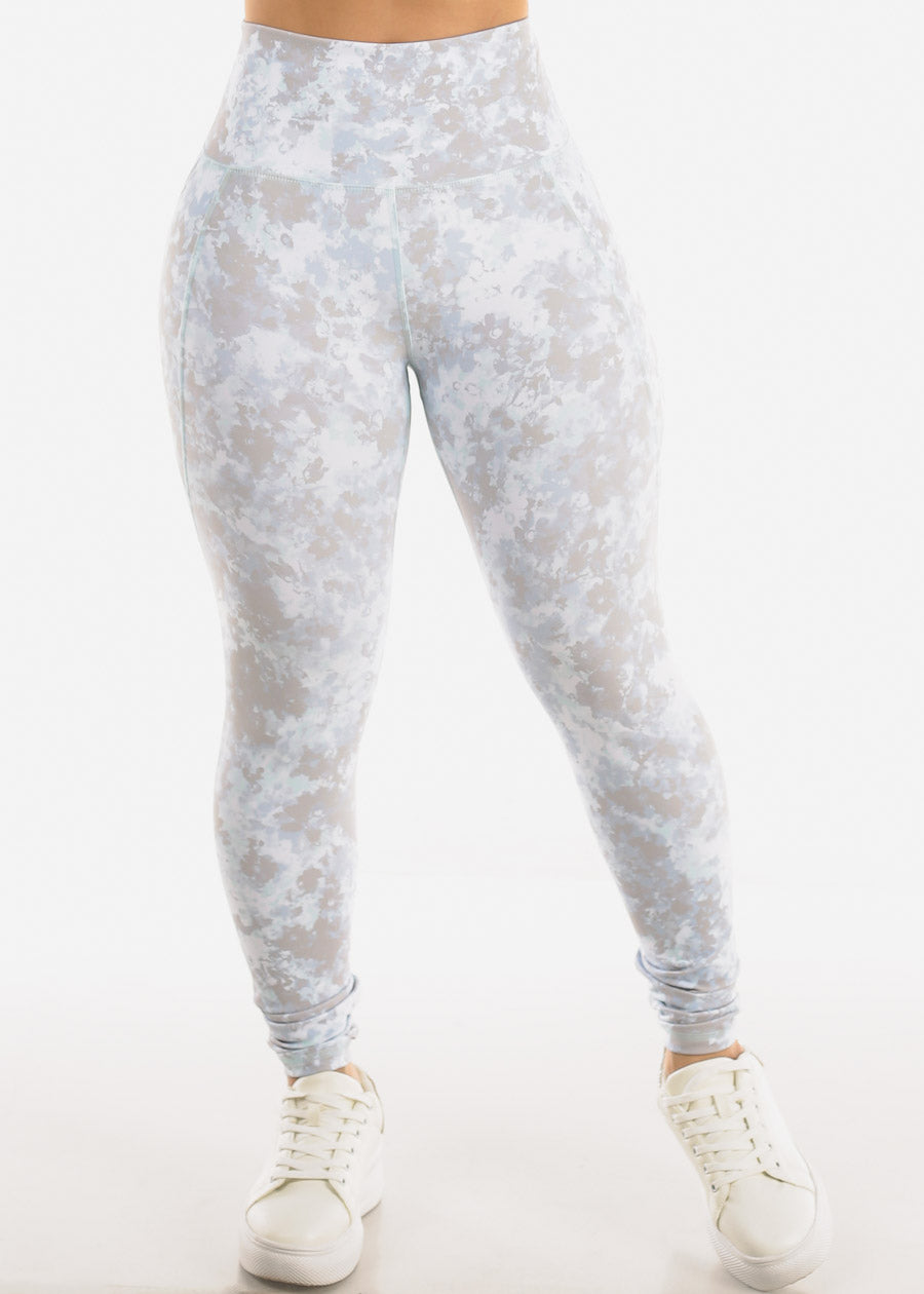 High Waisted Printed Activewear Leggings w Pockets