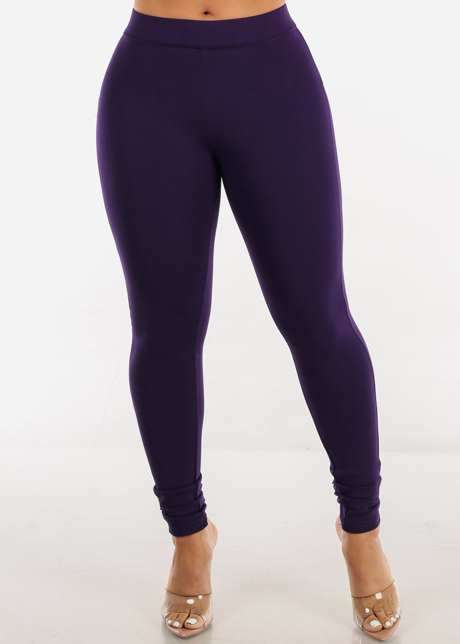 Low Rise Butt Lifting Skinny Pants Purple
