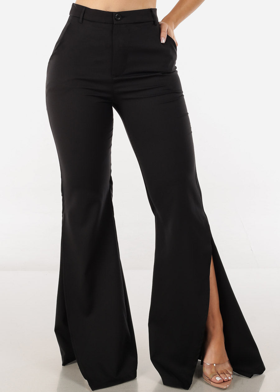 Women's Slit Flared Dressy Pants - High Rise Front Slit Flared Pants – Moda  Xpress