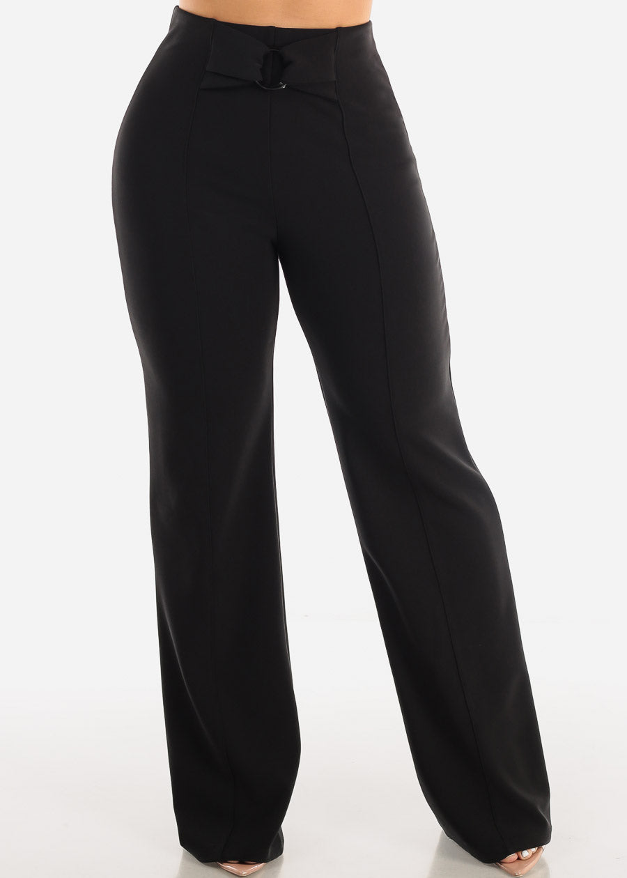 Black High Waist Stretchy Wide Legged Pants