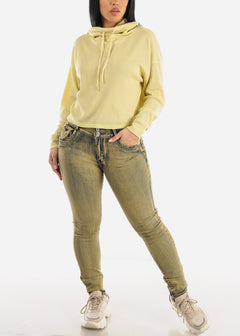 Boxy Long Sleeve Cowl Neck Pullover Lime