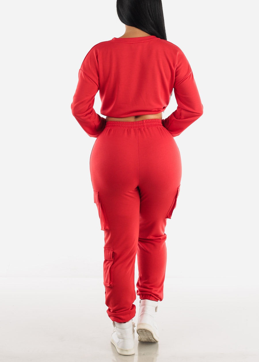 French Terry Red Top & Joggers (2 PCE SET)