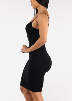 Black Sleeveless Knit Stretchy Bodycon Dress