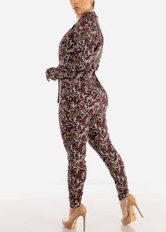 High Waist Animal Print Dressy Skinny Pants Multicolor