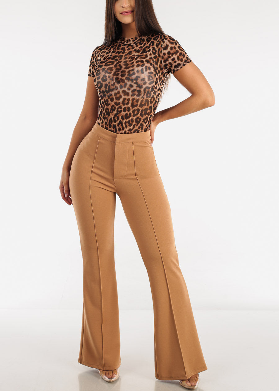 Short Sleeve Leopard Print Mesh Bodysuit