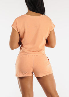 Loungewear Dolman Sleeve Top & Shorts Orange (2 PCE SET)