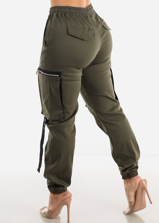 Chrissy Drawstring Elastic Jogger Pants - Olive - Plus – The