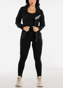 Black Activewear Jacket, Tank Top & Leggings (3 CPE SET)