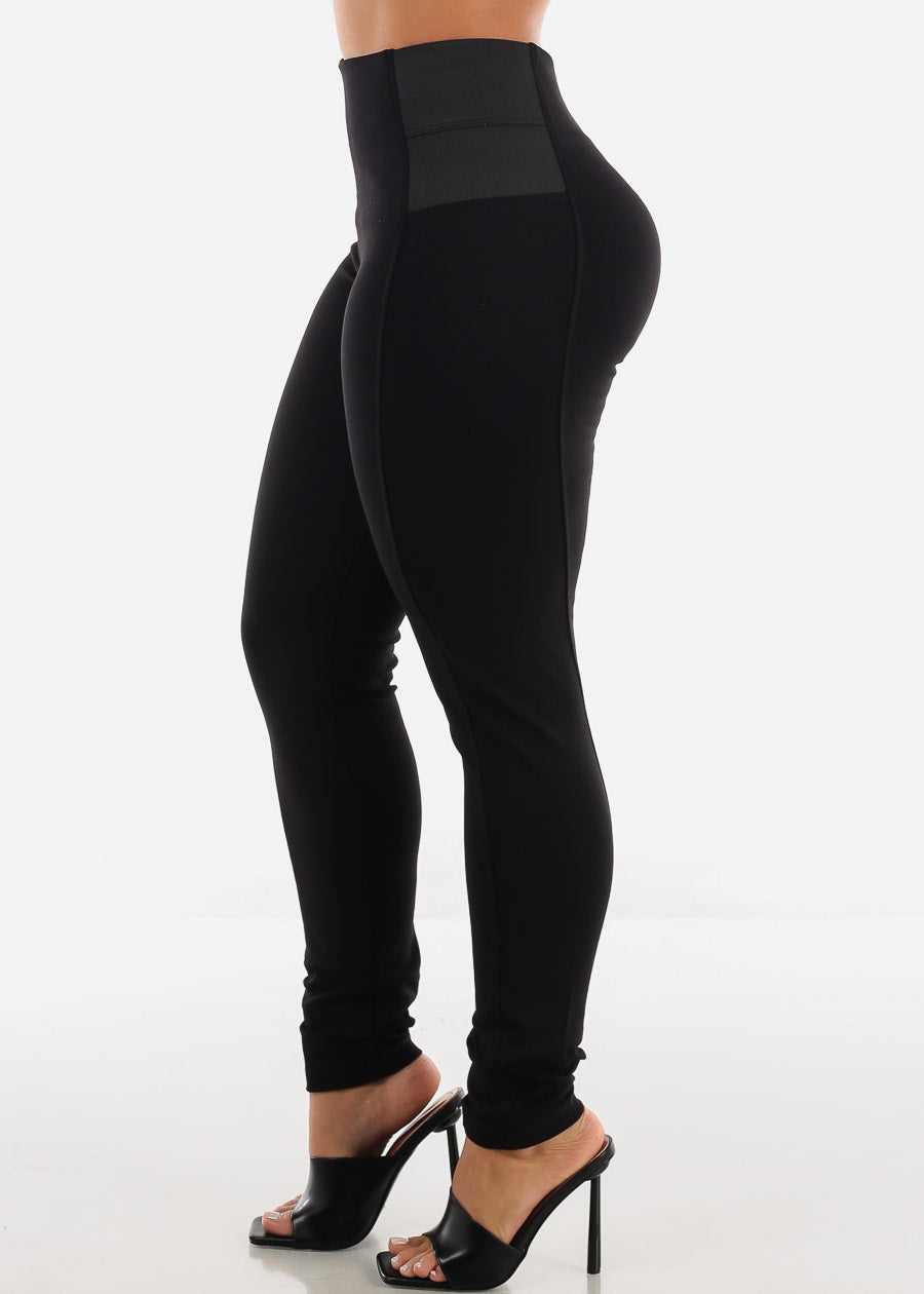 Pull On Black Skinny Pants W Spandex Sides