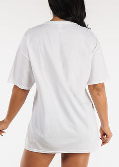 White Short Sleeve Oversize Malibu Graphic Tee