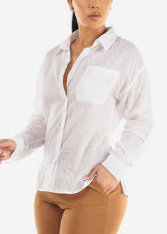 White Button Down Long Sleeve Cotton Shirt
