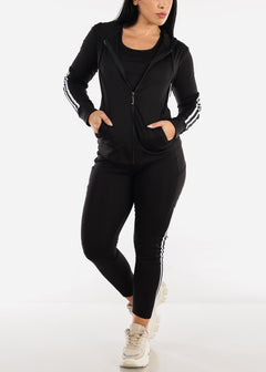 Black Activewear Jacket, Tank Top & Leggings (3 PCE SET)