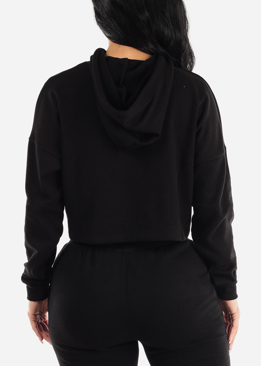 Women's Olive Cropped Zip Up Hoodie - Long Sleeve Zip Up Cropped Hoodie –  Moda Xpress