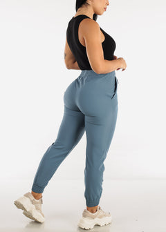 MONO B Activewear High Waisted Dusty Blue Athleisure Joggers
