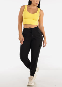 Yellow Ribbed Seamless Cropped Tank Top