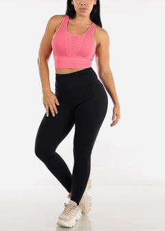 Black High Waisted Solid Workout Leggings