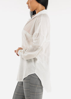 Long Sleeve Button Up Oversized White Shirt