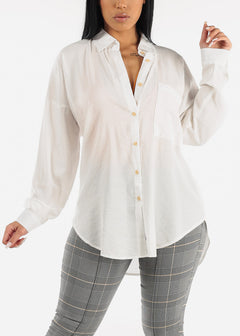 Long Sleeve Button Up Oversized White Shirt
