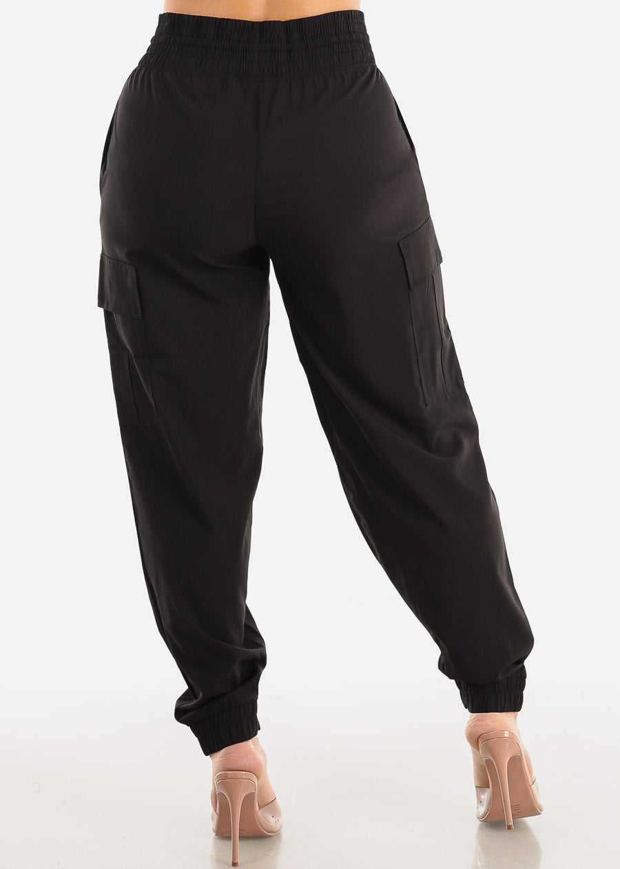 Huilaibazo Women Elastic Drawstring Cargo Pants Lightweight Sweatpants  Casal Workout Long Pant Athletic Fit Pocket Trousers Black Yoga Pants for  Women Pantalones Cargo Cintura Elastica Mujer : : Clothing, Shoes  & Accessories