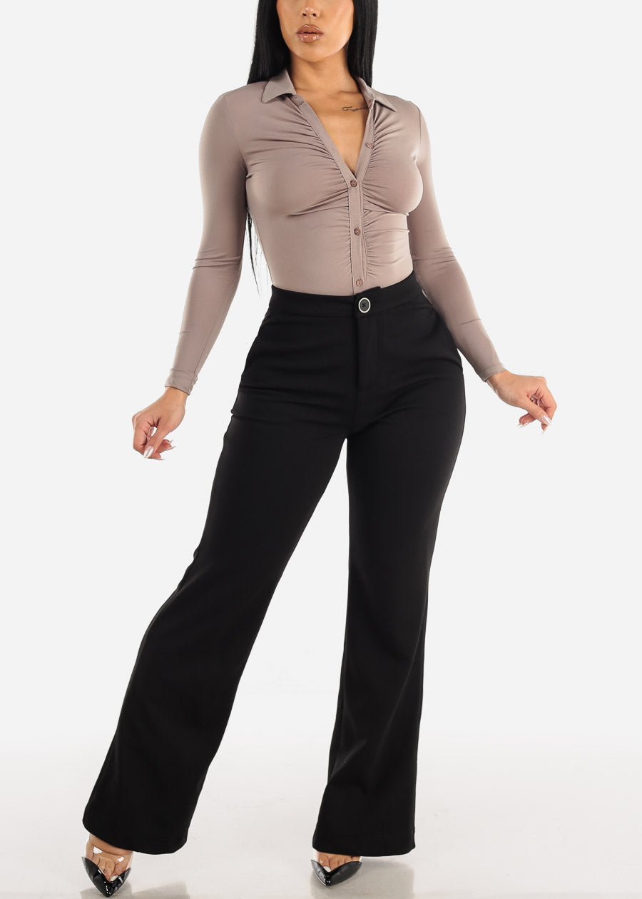 High Waisted Black Wide Leg Dress Pants