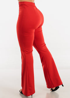 High Waisted Wide Legged Elegant Pants Red