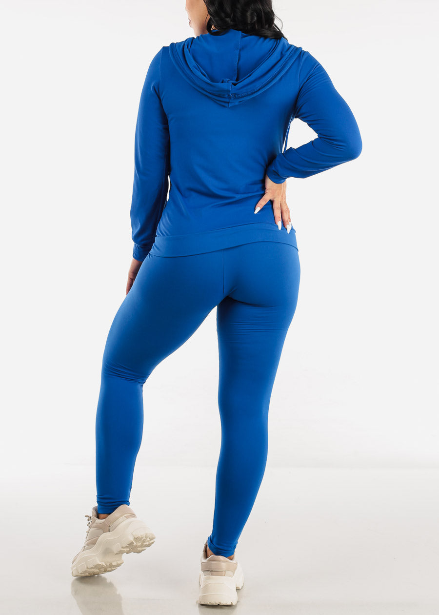 Blue Activewear Jacket, Sports Bra & Leggings (3 PCE SET)