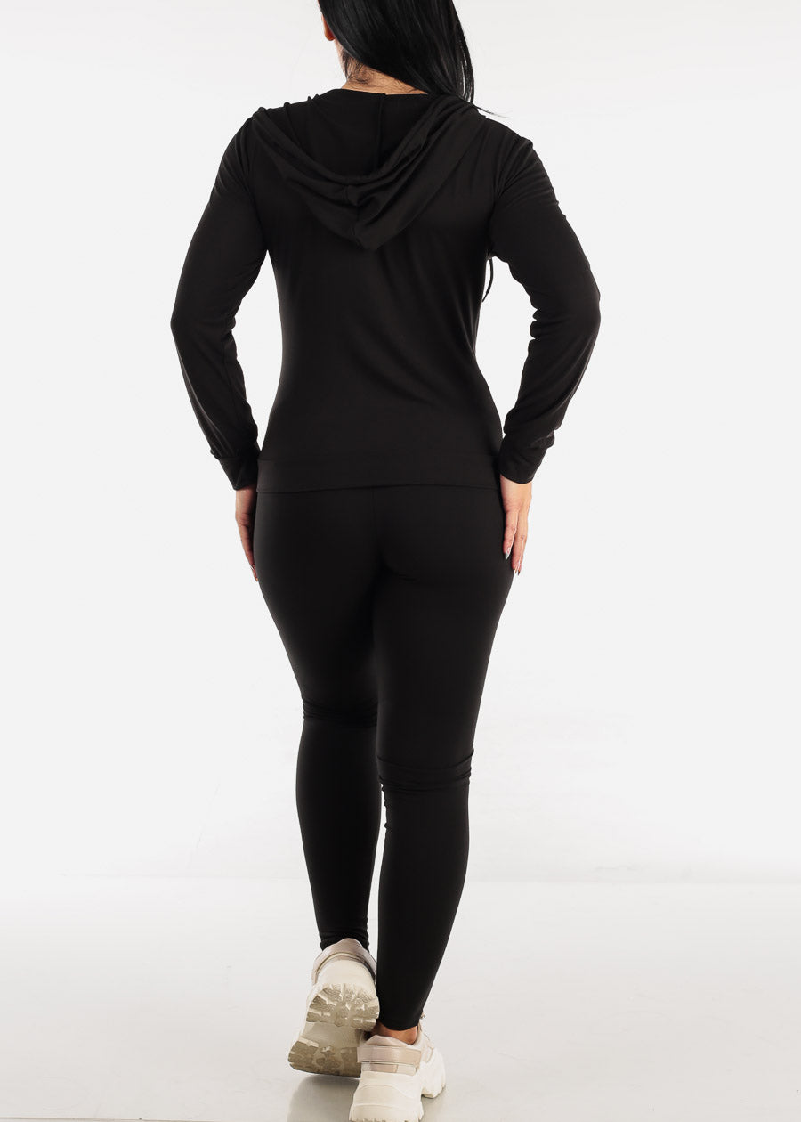 Black Activewear Jacket, Sports Bra & Leggings (3 PCE SET)