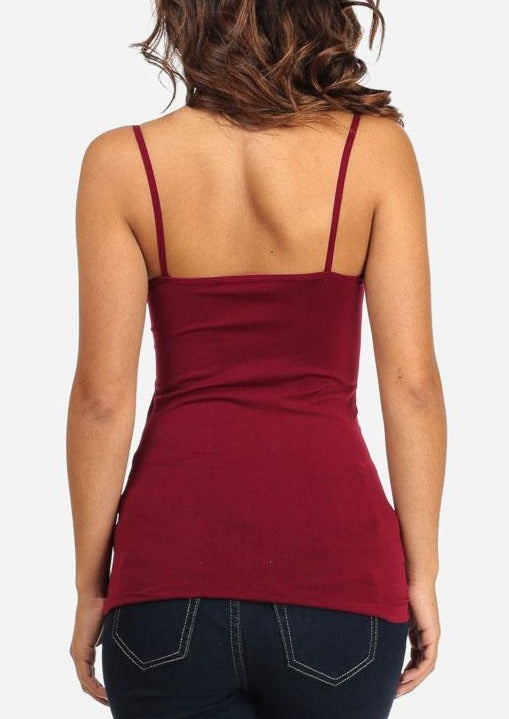 One Size Spaghetti Strap Seamless Top (Burgundy)