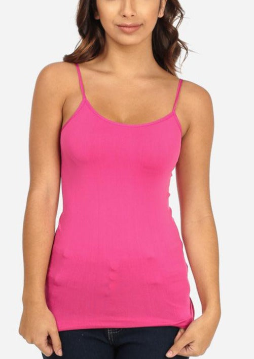 One Size Spaghetti Strap Seamless Top (Fuchsia)