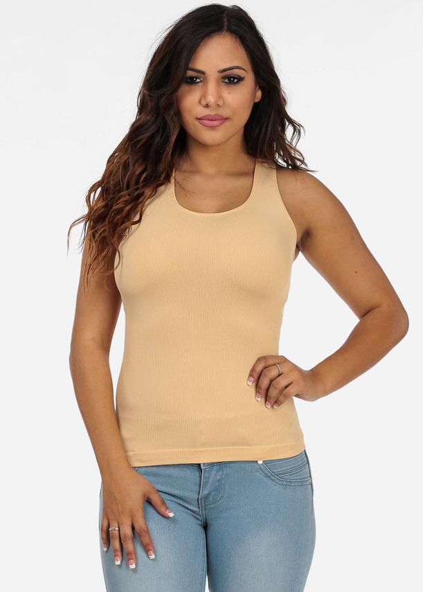 Seamless Racerback Top (Beige)
