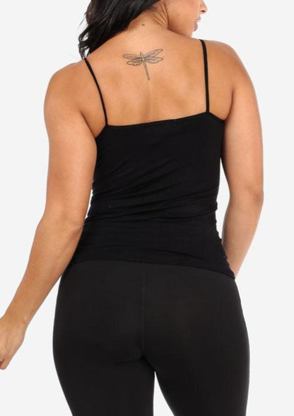 One Size Spaghetti Strap Seamless Top (Black)