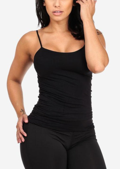 Black Seamless Spaghetti Top