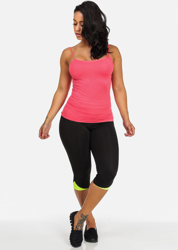 One Size Spaghetti Strap Seamless Top (Coral)