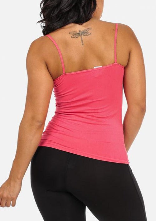 One Size Spaghetti Strap Seamless Top (Coral)