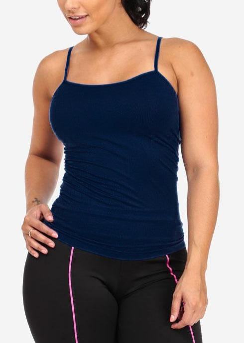 One Size Spaghetti Strap Seamless Top (Navy)